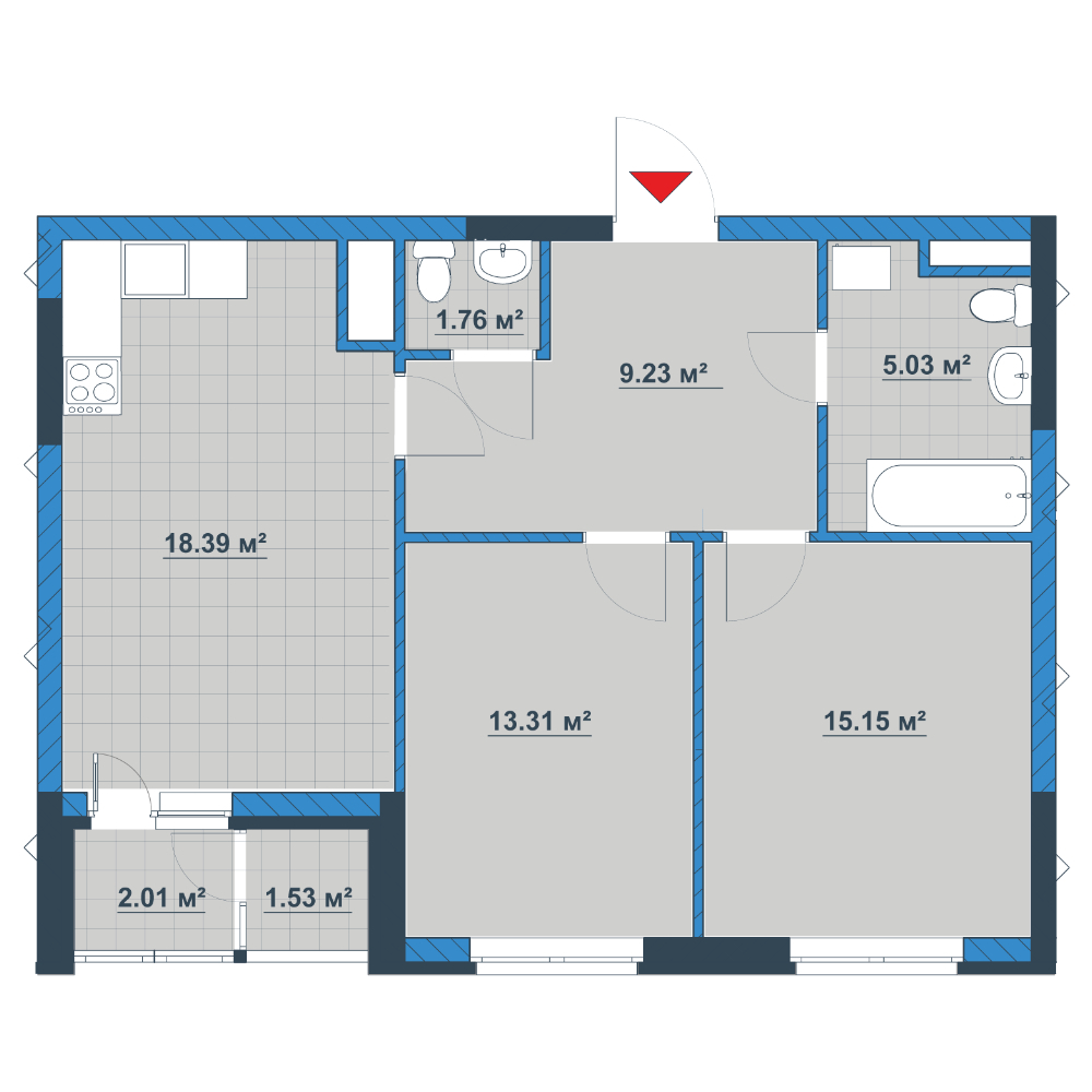 2-кімнатна 66.41 м² в ЖК Причал 8 від 27 439 грн/м², Київ