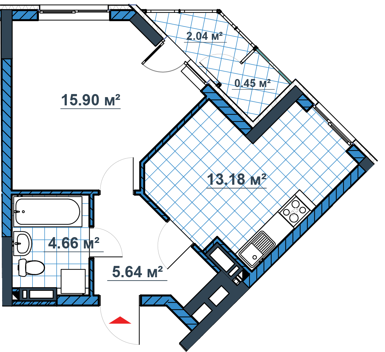 1-кімнатна 41.8 м² в ЖК Причал 8 від 32 613 грн/м², Київ