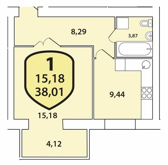 1-кімнатна 38.01 м² в ЖК Олімпійський від 17 600 грн/м², Хмельницький