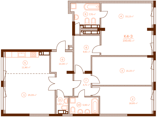 4-кімнатна 150.61 м² в ЖК Stanford від 79 550 грн/м², Київ