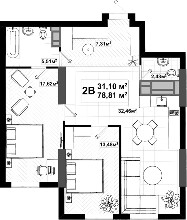2-кімнатна 78.51 м² в ЖК UNO City House від 41 300 грн/м², Київ