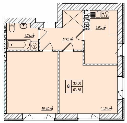 2-комнатная 53.55 м² в ЖК Wood Park 2 от 24 200 грн/м², Киев