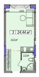 1-кімнатна 24.44 м² в ЖК Парк Слави від 22 200 грн/м², Київ