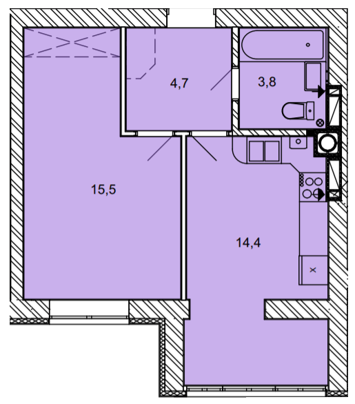 1-кімнатна 38.4 м² в ЖК Найкращий квартал від 29 450 грн/м², м. Ірпінь