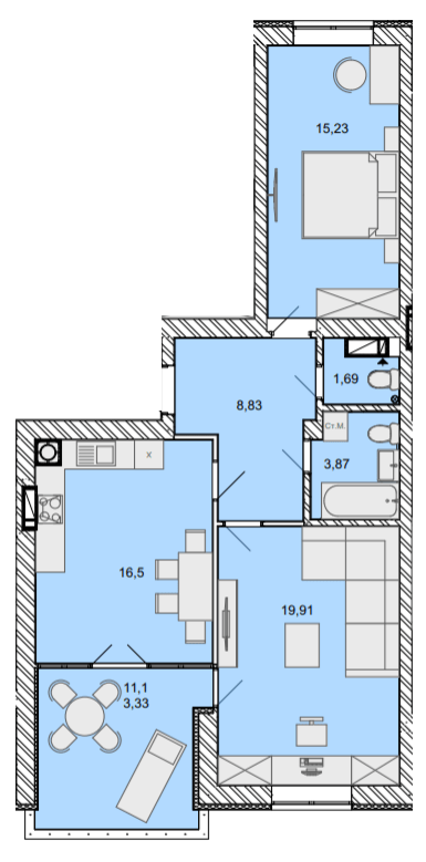 2-кімнатна 69.36 м² в ЖК Найкращий квартал від 27 400 грн/м², м. Ірпінь
