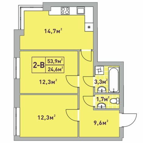 2-комнатная 53.9 м² в ЖК Центральный-2 от 24 100 грн/м², г. Ирпень