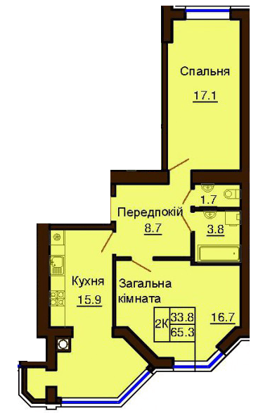 2-комнатная 65.3 м² в ЖК София Клубный от 30 000 грн/м², с. Софиевская Борщаговка