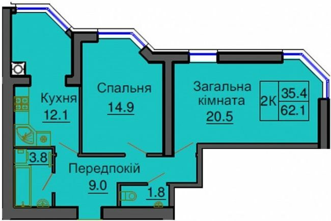 2-комнатная 62.1 м² в ЖК София Клубный от 28 000 грн/м², с. Софиевская Борщаговка