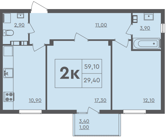 2-кімнатна 59.1 м² в ЖК Scandia від 18 500 грн/м², м. Бровари