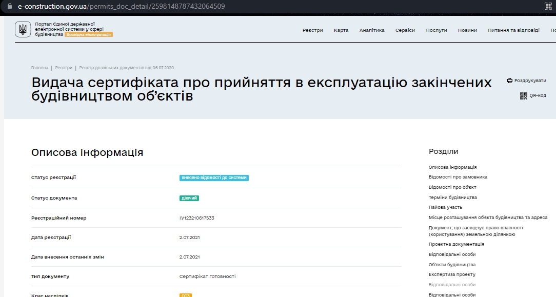 Сертификат о готовности Дом 2, ЖК Ріел Сіті