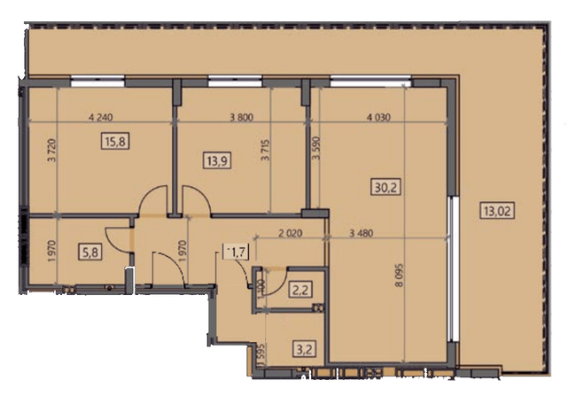 1-кімнатна 95.71 м² в ЖК Crystal від 19 150 грн/м², Ужгород