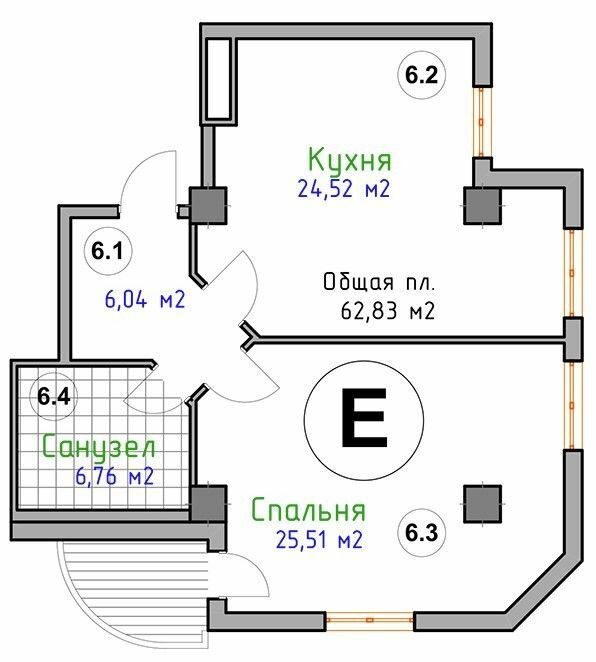 1-кімнатна 62.83 м² в ЖК Адмірал від 28 900 грн/м², Миколаїв