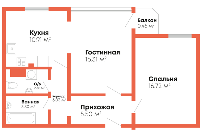 2-комнатная 59.09 м² в Мкрн Гражданский посад от 13 000 грн/м², Николаев