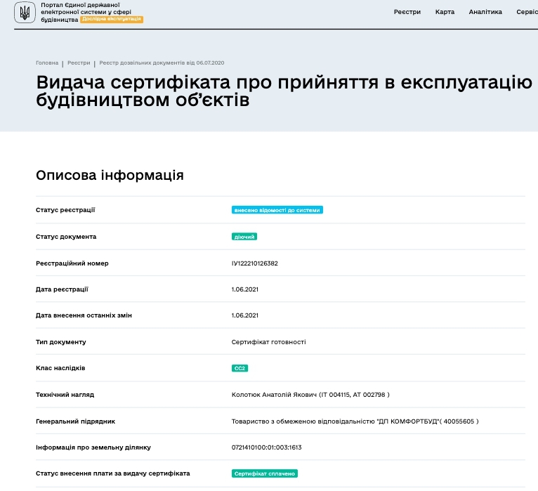 Сертификат о готовности Дом, ЖК на ул. Конищука, 26