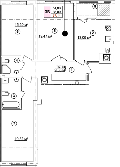 3-комнатная 87.14 м² в ЖК Spectrum от 17 200 грн/м², Ровно