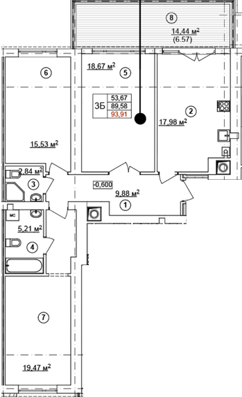 3-комнатная 93.91 м² в ЖК Spectrum от 17 200 грн/м², Ровно