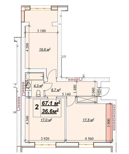 2-комнатная 67.1 м² в ЖК Европейский от 18 300 грн/м², Ровно