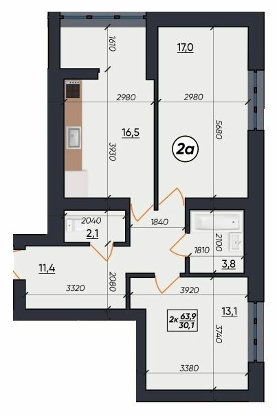 2-комнатная 63.9 м² в ЖК На Щасливому от 19 500 грн/м², Ровно