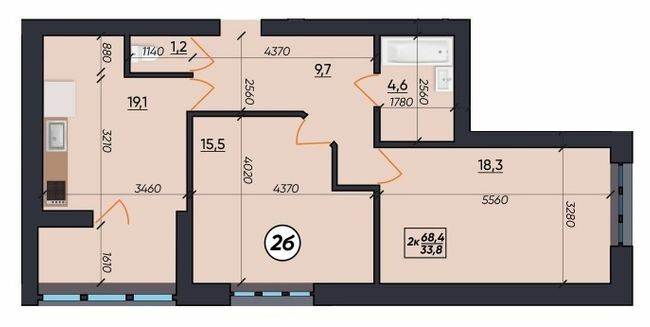 2-комнатная 68.4 м² в ЖК На Щасливому от 19 500 грн/м², Ровно