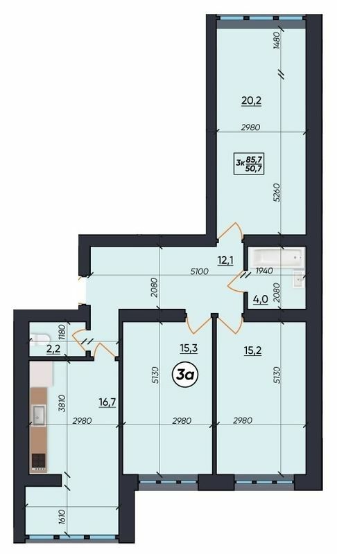 3-комнатная 85.7 м² в ЖК На Щасливому от 17 200 грн/м², Ровно
