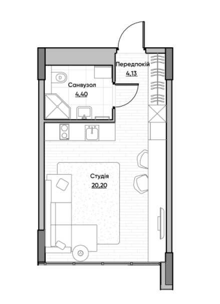 Студия 28.73 м² в ЖК Lucky Land от 49 678 грн/м², Киев