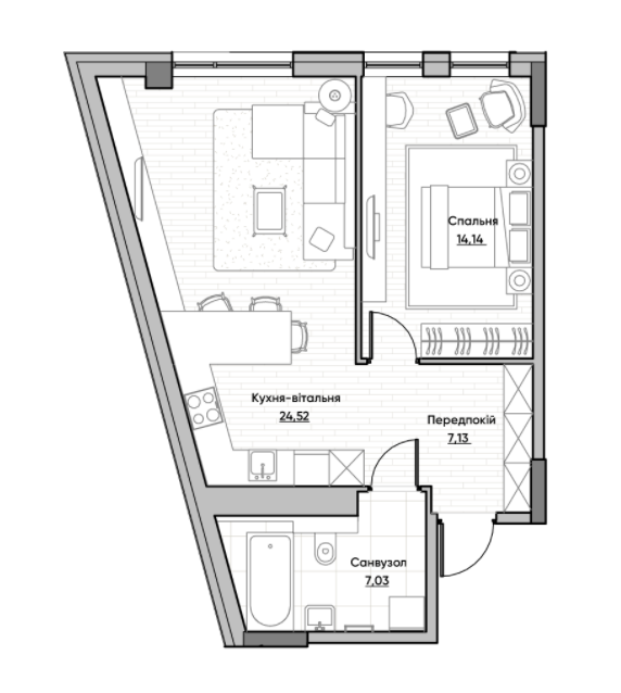 1-комнатная 52.82 м² в ЖК Lucky Land от 42 581 грн/м², Киев
