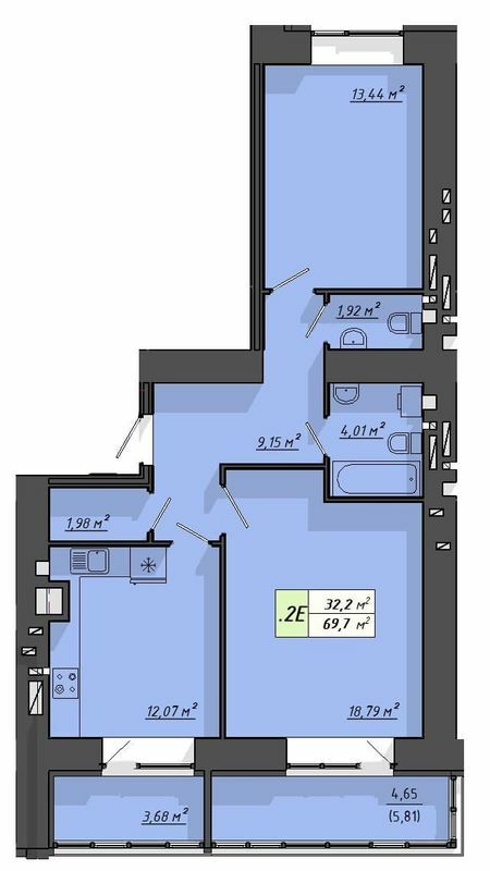 2-кімнатна 69.7 м² в ЖК Львівський від 18 000 грн/м², Тернопіль