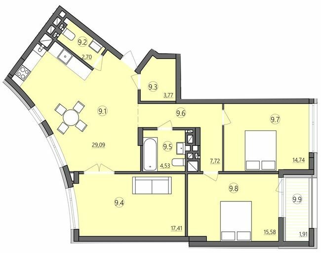 3-кімнатна 97.45 м² в ЖК Там Де Дім від 29 000 грн/м², Тернопіль