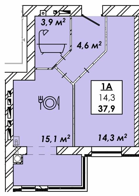 1-комнатная 37.9 м² в ЖК Родной дом от 17 500 грн/м², Черкассы