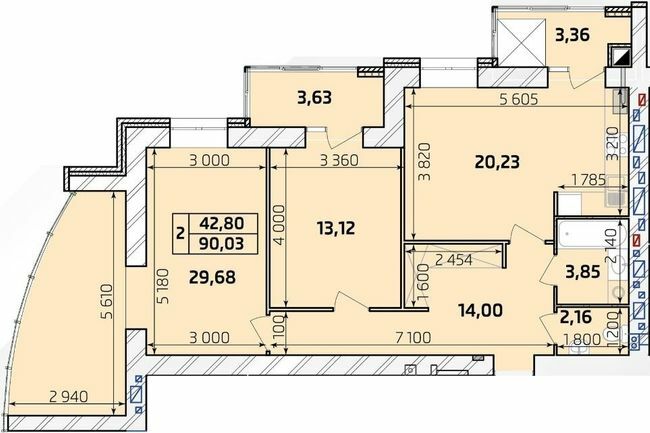 2-кімнатна 90.03 м² в ЖК Масани Панорама від 16 500 грн/м², Чернігів