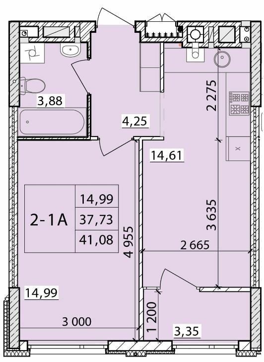 1-комнатная 41.08 м² в ЖК Масаны Сити от 18 900 грн/м², Чернигов