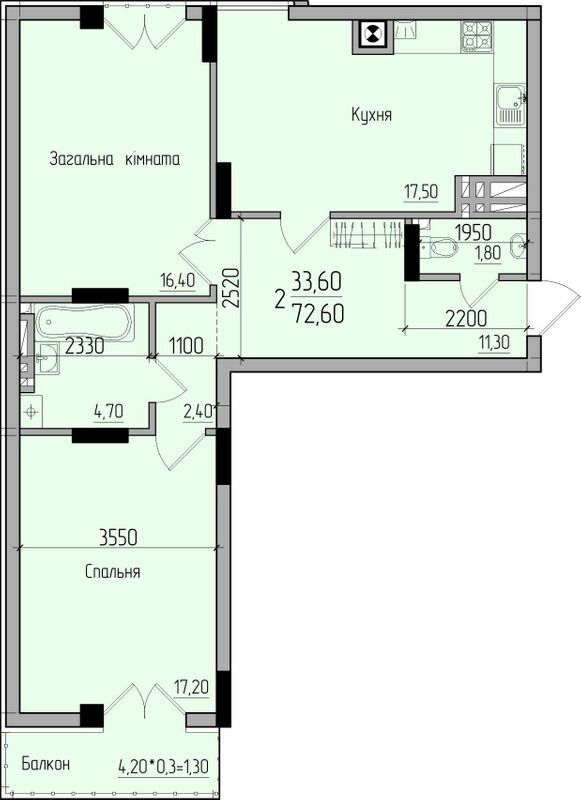 2-комнатная 72.6 м² в ЖК Comfort Hall от 15 650 грн/м², Черновцы