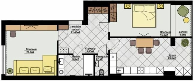 2-комнатная 81.45 м² в ЖК Счастливая семья от 14 950 грн/м², Черновцы