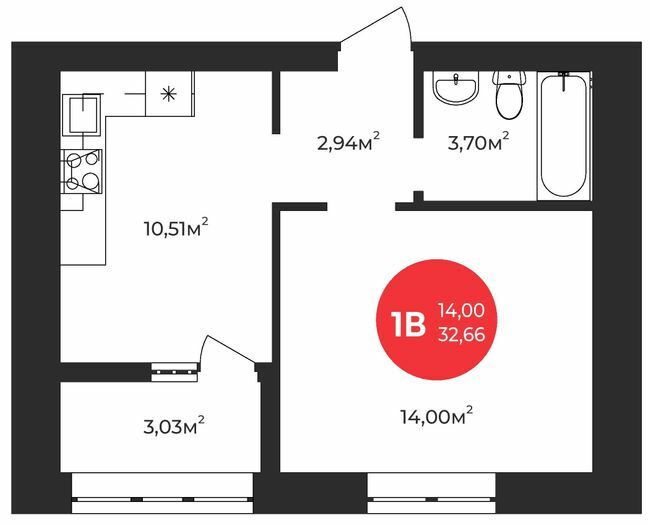 1-кімнатна 32.66 м² в ЖК Молодість від 23 800 грн/м², м. Ірпінь