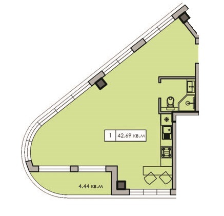1-кімнатна 42.69 м² в ЖК CRYSTAL LUX від 18 650 грн/м², с-ще Ліски
