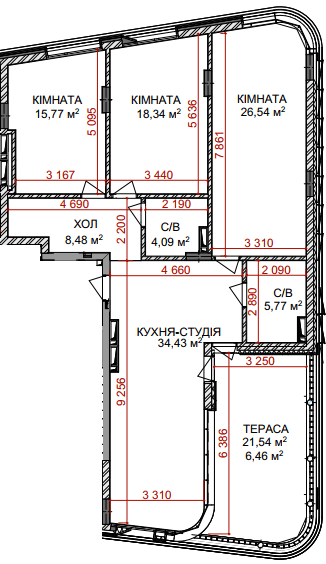 3-комнатная 98.49 м² в КД Идеалист от 75 150 грн/м², Киев