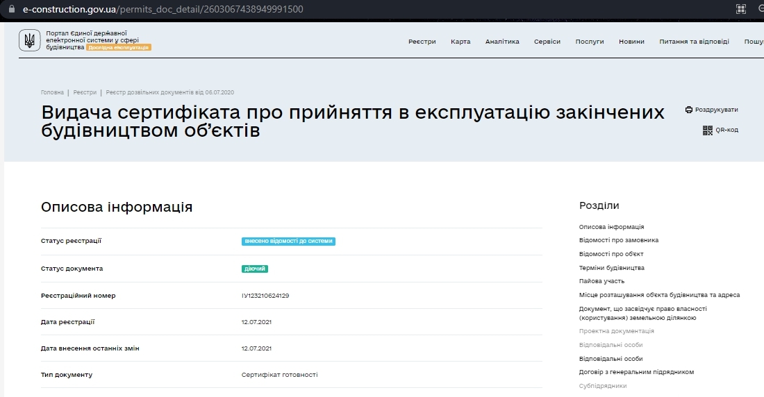 Сертифікат про готовність 13 дом, ЖК Подол Град