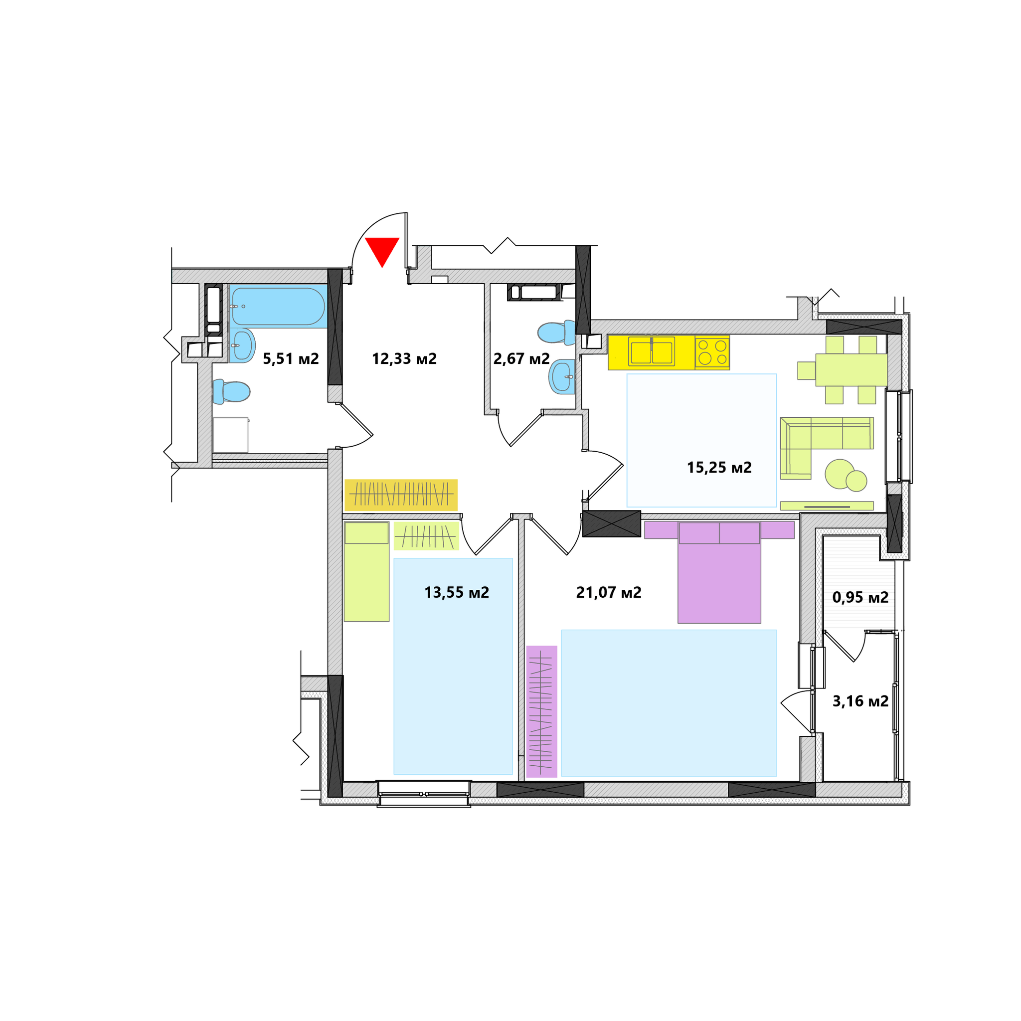 2-кімнатна 68.3 м² в ЖК Академ-Квартал від 31 850 грн/м², Київ