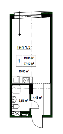 Студія 27.12 м² в ПБ на вул. Тургенєвська, 17 від 97 300 грн/м², Київ
