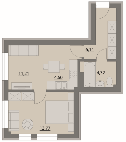 1-кімнатна 40.04 м² в Апарт-комплекс X-point від 21 500 грн/м², Київ