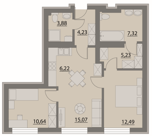 2-кімнатна 65.08 м² в Апарт-комплекс X-point від 21 500 грн/м², Київ