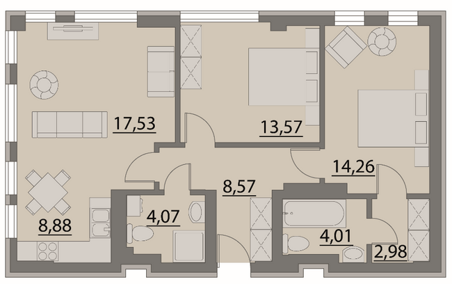 2-кімнатна 73.87 м² в Апарт-комплекс X-point від 21 500 грн/м², Київ