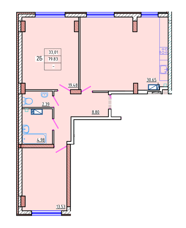 3-кімнатна 79.83 м² в ЖК Кольоровий бульвар від 16 700 грн/м², м. Чорноморск