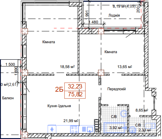 2-кімнатна 75.82 м² в ЖК Art House від 51 100 грн/м², Одеса