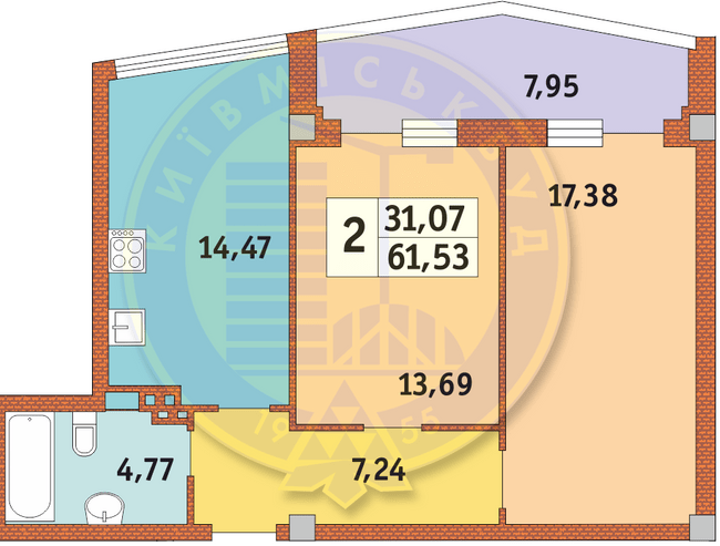 2-кімнатна 61.53 м² в ЖК Costa fontana від 31 500 грн/м², Одеса