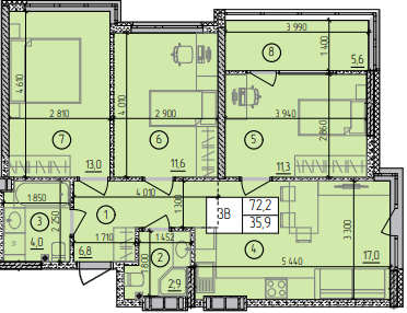 3-кімнатна 72.2 м² в ЖК Manhattan від 26 150 грн/м², Одеса