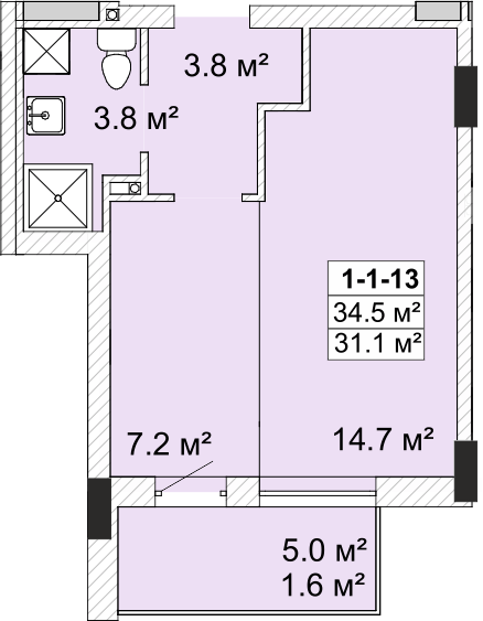 1-кімнатна 34.5 м² в ЖК SMART City-2 від 19 150 грн/м², Одеса