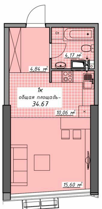 1-кімнатна 34.67 м² в ЖК Атмосфера від 22 850 грн/м², Одеса
