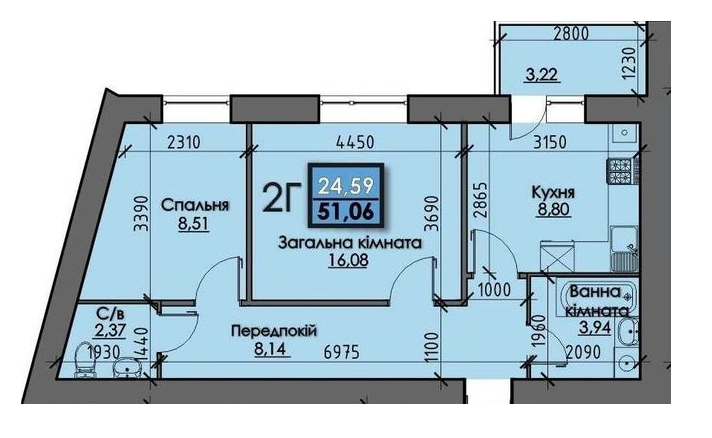 2-комнатная 51.06 м² в ЖК SANTORINI от 18 000 грн/м², Сумы