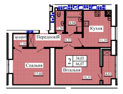 2-комнатная 66.07 м² в ЖК Новая Барселона от 15 700 грн/м², г. Ковель